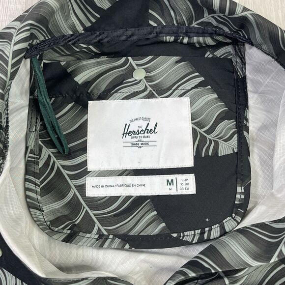 Herschel Supply Co Unisex Voyage Coach Jacket Rain Wind Green Palms Sz Medium  O - Picture 5 of 10